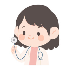Cartoon Illustration of Doctor with Stethoscope