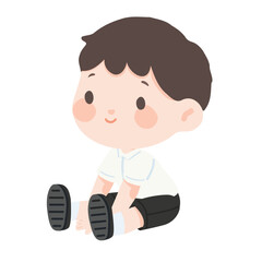 Illustration of a Cute Boy Sitting Down