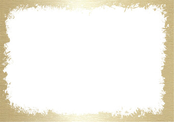 Elegant champaign gold foil frame with torn brush texture edge, metallic finish, transparent background, ideal for luxury invitation designs, digital mockups, or festive graphic overlays