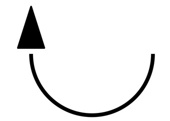 黒いカーブして上を指す矢印アイコン