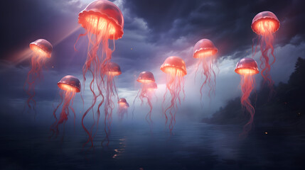 burning candles in the water