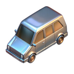 Isometric silver van illustration for transport and travel related designs and automotive industry uses