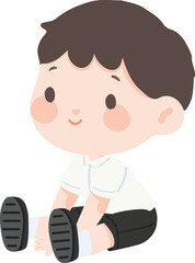 Illustration of a Cute Boy Sitting Down