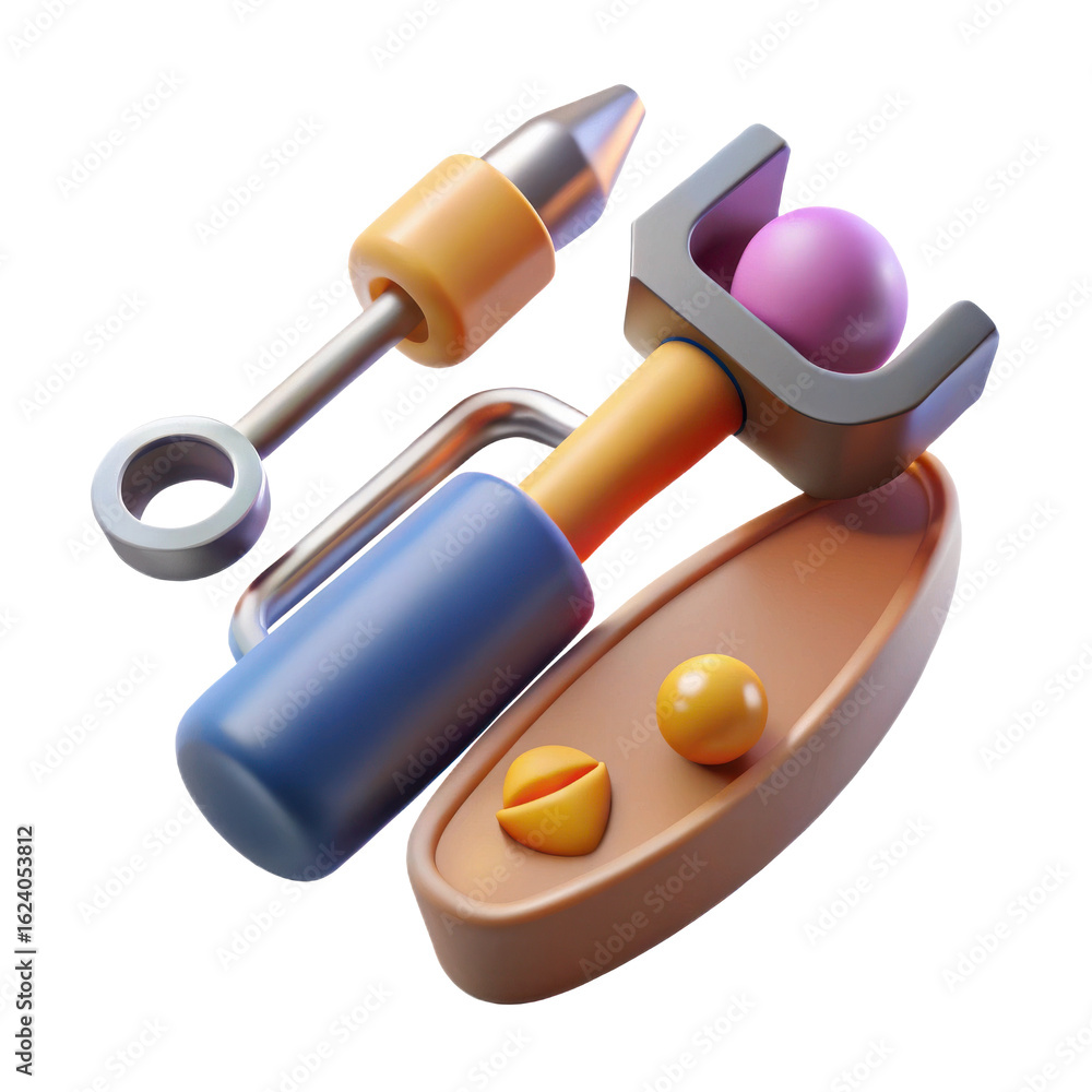 Poster 3d rendering of abstract colorful shapes and objects for graphic design and illustration art concept