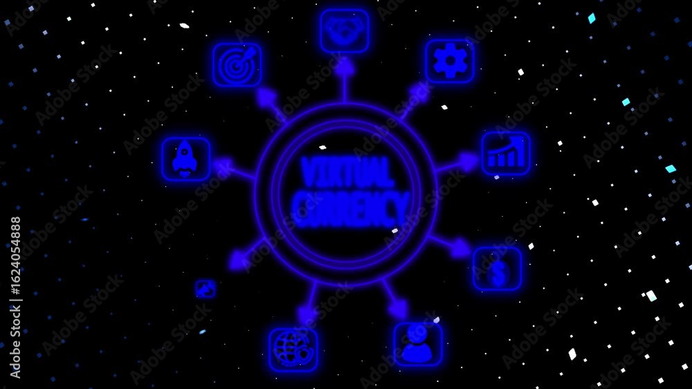 Poster virtual currency ,business networking concept blockchain business. abstract, animation, background..