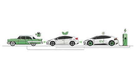 Automobile Transformation from Gas Car to Electric Vehicle with Charging Station Concept