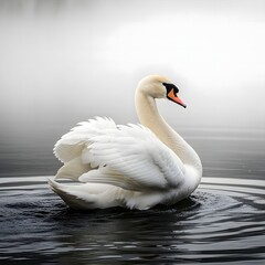 Serene Birdlife Scene with Graceful White Swan