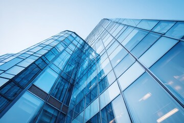 Modern skyscrapers, glass facade, city skyline, urban view. Possible use Business background