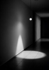 Monochromatic Hallway Illumination: A Study of Light and Shadow in Interior Space