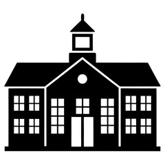 School Building silhouette vector illustration