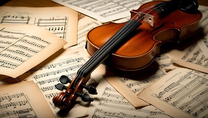 violin and music sheet