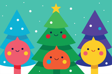 Fototapeta premium cartoon christmas tree background featuring bright (1).eps