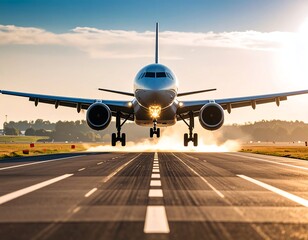 Airplane landing at sunset (18)