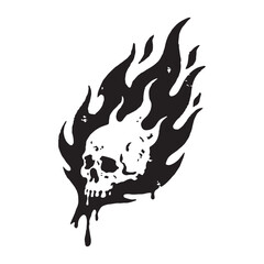 A vintage-style tattoo design showcasing a dynamic flame silhouette inspired by 90s motorcycle and hot rod culture. 