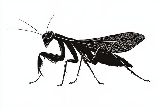 Hopping mantis icon vector illustration isoleted on white background in black silhouette complex photo.