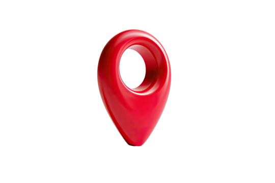 Red 3D map marker on black background