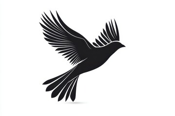 Obraz premium Hovering elemental bird icon vector illustration isoleted on white background in black silhouette complex photo .