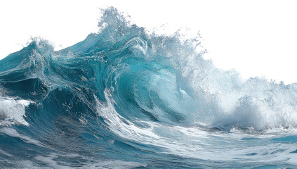 Powerful turquoise wave cresting, foamy white spray