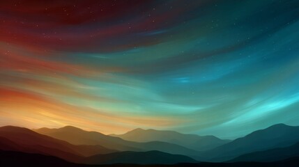 Enigmatic Mountain Silhouette Under a Celestial Canvas