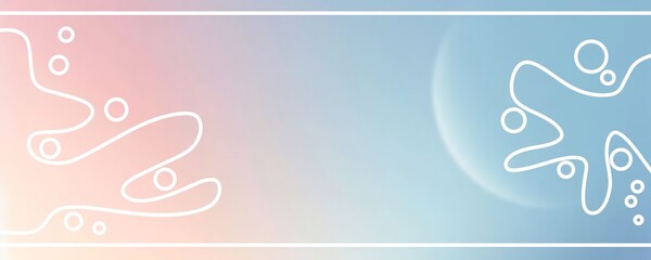 Abstract background with a soft pastel gradient. Aesthetic background with white lines and circles