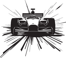 Blazing Speed: Front View of a Formula Race Car in Motion