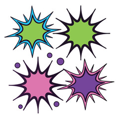 Obraz premium Bursting star shapes with purple dots abstract background