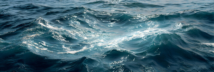Fototapeta premium Glistening Aqua Blue Ocean: A Breathtaking and Serene Seascape Offering Tranquil Waters, Pristine Beauty, and a Refreshing Escape into Nature's Coastal Wonderland
