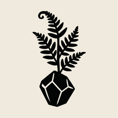 Vector illustration of a green potted plant with detailed leaves, suitable for a design or symbol concept