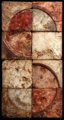 Abstract ceramic tile panel, geometric, segmented