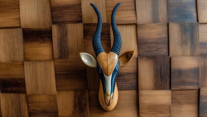 Decorative gazelle head on a wooden wall