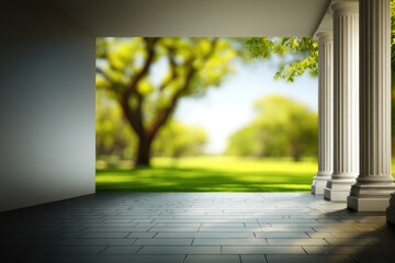 Indoor patio with outdoor view