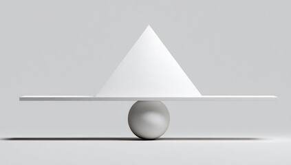 White cone and sphere balanced on a bar