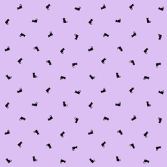 黒ネコのシルエット壁紙 ランダムパターン紫カラー