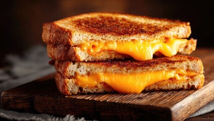 Golden grilled cheese sandwich slices