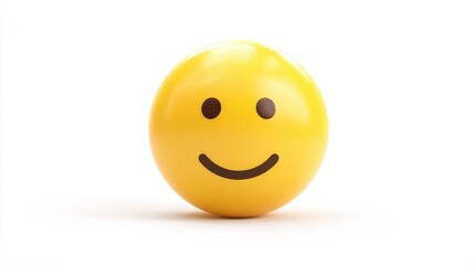 Fototapeta premium Happy yellow emoticon on white background. 3D rendered