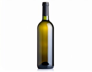 Simple Studio Shot Clear Glass Wine Bottle on White Background