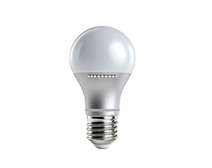 A smooth, round, light gray LED lightbulb