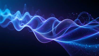 Futuristic Digital Waveform with Glowing Blue and Purple Light
