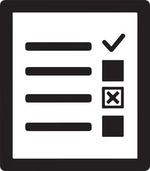 Checklist with checkmark and cross mark icons on paper to do list task