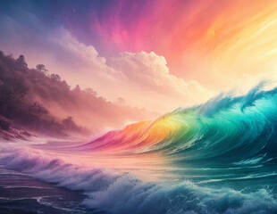 Colorful Wavy Abstract Background with Soft Floral Glow