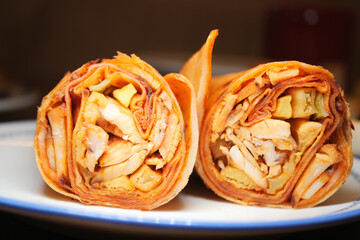 Tasty chicken and veggie wraps, ready to enjoy