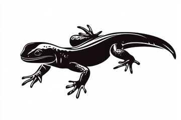 Jumping salamander icon vector illustration isoleted on white background in black silhouette complex photo .