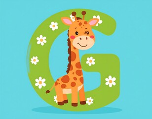 Obraz premium Cartoon giraffe letter G