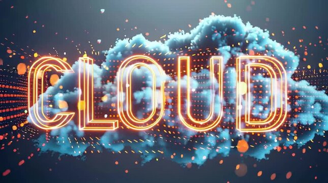 Bright Neon Cloud Illustration with Colorful Light Effects