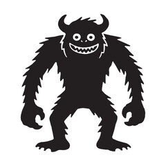 Monster Silhouette White Background. 