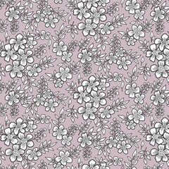vector seamless pattern background in pink with tiny white flowers