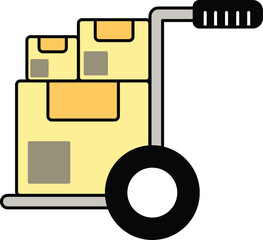 Trolley carrying stacked delivery boxes