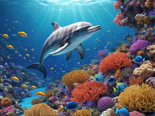 Fototapeta premium coral reef and fish