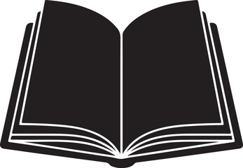 Open black book with white outline on white background open book reading