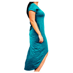 Show Off Your Designs In A Professional Manner With This Side View Alluring Dress Mockup In Atoll Blue Color.